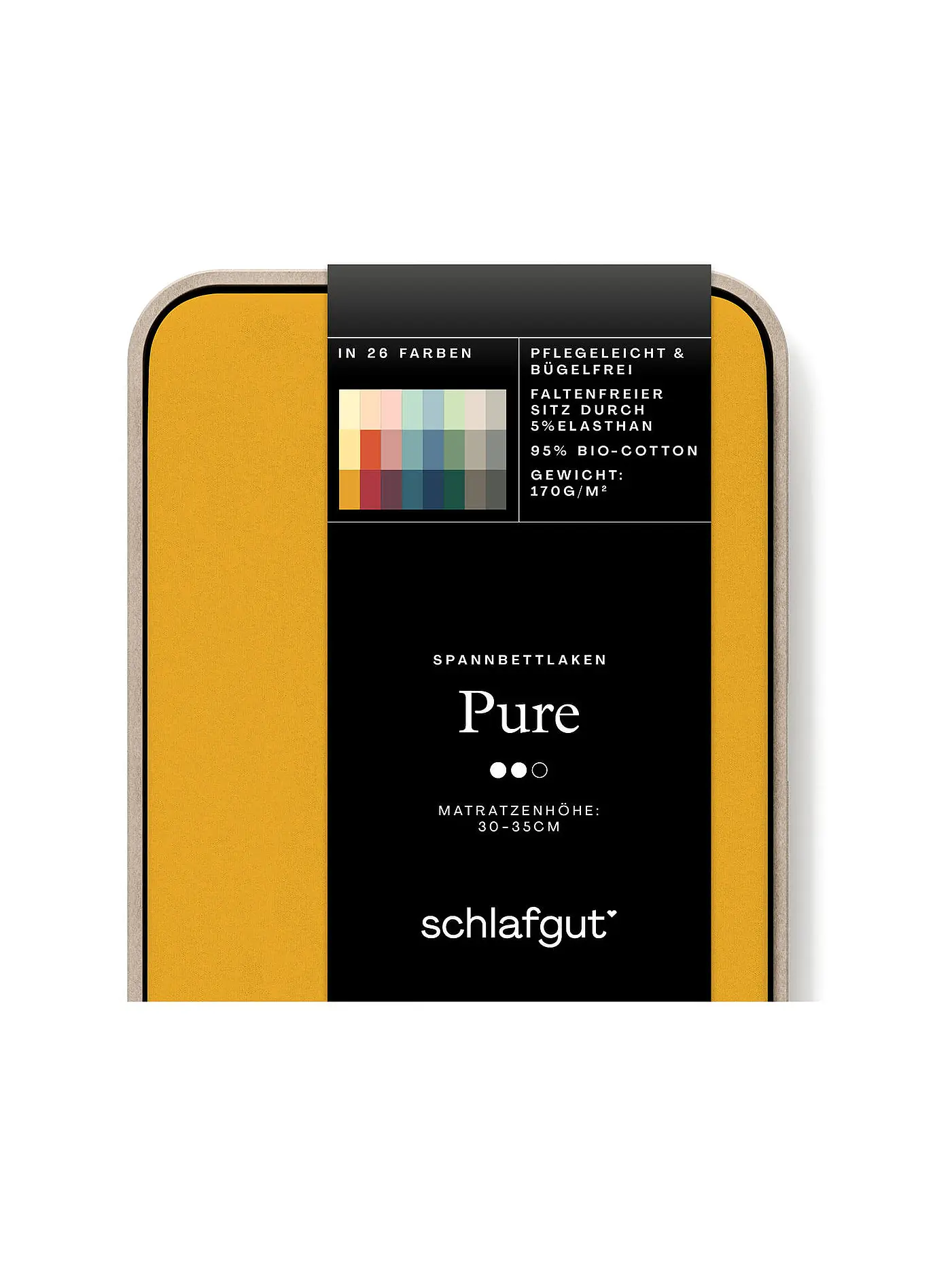 SCHLAFGUT | Jersey Spannleintuch PURE 140x200cm Grey Light L | gelb